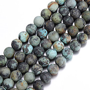 Frosted Natural African Turquoise(Jasper) Round Beads Strands, 4mm, Hole: 1mm, about 86~95pcs/strand, 14.5~15 inch(G-D746-4mm)