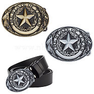 WADORN 2Pcs 2 Colors Alloy Smooth Buckles, Belt Fastener, Oval with Star Pattern, Mixed Color, 67x89.5x8mm, Hole: 40.5x17mm, 1pc/color(AJEW-WR0001-16)