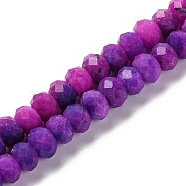 Natural Jade Imitation Sugilite Dyed Beads Strands, Faceted, Rondelle, Dark Violet, 8x6mm, Hole: 1mm, about 63~64pcs/strand, 14.96''~15.35''(38~39cm)(G-K380-A14-01)