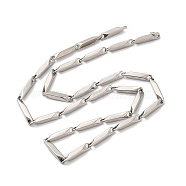 201 Stainless Steel Rectangle Bar Link Chain Necklace, Stainless Steel Color, 17.40 inch(44.2cm)(NJEW-Q316-01A-P)