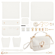 DIY Women's Crossbody Bag Kits, Include Imitation Leather Fabric, Magnetic Clasp, Heart Lock, Screwdriver, White, 2.2~89x0.15~19.8x0.1~0.85cm(PURS-WH0005-53A)