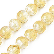 Handmade Luminous Transparent Lampwork Beads Strands, Round, Light Khaki, 9~10x10~11mm, Hole: 1.2mm, about 50pcs/strand, 19.29 inch~19.69 inch(49cm~50cm)(LAMP-T017-04B)
