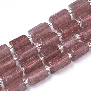 Natural Strawberry Quartz Beads Strands, Faceted, Column, 8~11x6~8x5~7mm, Hole: 1mm, about 15~17pcs/strand, 7.28~7.48 inch(G-S345-8x11-008)