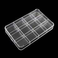 12 Compartments Rectangle Plastic Bead Storage Containers, Clear, 15x23.4x3.4cm(CON-Q025-02)