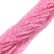 Cat Eye Beads Strands, Round, Faceted, Hot Pink, 3mm, Hole: 0.2mm, 14.17 inch(36cm), 122pcs/strand(X-CE-I005-B19)