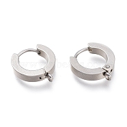 304 Stainless Steel Huggie Hoop Earrings Findings, with Vertical Loop, Ring, Stainless Steel Color, 15.5x14x3mm, Hole: 1.6mm, Pin: 1mm(STAS-I167-01A-P)