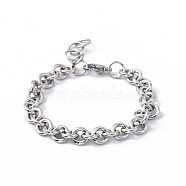 304 Stainless Steel Rolo Chain Bracelets, with Lobster Claw Clasps, Stainless Steel Color, 7 inch(17.7cm), 8.5mm(BJEW-F433-01P)