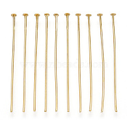 Brass Flat Head Pins, Long-Lasting Plated, Real Gold Plated, Nickel Free, Real 18K Gold Plated, 40x0.7mm, head: 2mm, 333pcs/bag.(KK-G331-11-0.7x40)