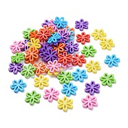 Opaque Acrylic Beads, Flower, Mixed Color, 31x28x4.5mm, Hole: 1.5mm, about 239pcs/500g(SACR-R783-M)