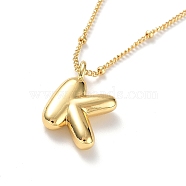 Initial Letter Brass Pendant Necklaces, Real 18K Gold Plated, Letter K, 17.52 inch(445mm), Letter: 13.5x18.5mm.(NJEW-A015-21G-K)