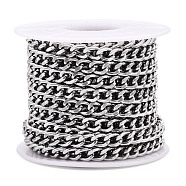 Aluminium Curb Chains, Unwelded, with Spool, Platinum, 7x5x1.5mm, about 16.40 Feet(5m)/Roll(CHA-TAC0005-01S)