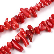 Dyed Chips Synthetic Coral Beads Strands, Crimson, 4~18x2~5x2~4mm, Hole: 0.5mm(X-CORA-Q026-01A)