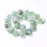 Natural Prehnite Beads Strands, Faceted, Oval, 17~22x11~18x6~8mm, Hole: 1.2mm, about 21~22pcs/strand, 15.23 inch~15.35 inch(38.7~39cm)(G-P434-24)