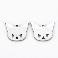 201 Stainless Steel Charms, Cut, Cat, Stainless Steel Color, 13x15x1mm, Hole: 1mm(STAS-Q240-064P)