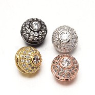Brass Micro Pave Grade AAA Cubic Zirconia Beads, Round, Cadmium Free & Nickel Free & Lead Free, Mixed Color, 10mm, Hole: 1mm(ZIRC-O010-01-NR)