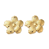 304 Stainless Steel Pendants, Flower Charm, Real 18K Gold Plated, 17x18x2mm, Hole: 1.4mm(STAS-Q252-03G)