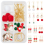 137Piece DIY Christmas Style Earring Kits, Including Alloy Enamel Pendants, Acrylic & Glass Beads, Faux Mink Fur Pendants, Brass Cable Chains & Linking Rings & Earring Hooks,  Beads, Mixed Color(DIY-SC0015-14)