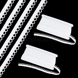 Nylon Elastic Cord with Button Loops, Buttonhole Elastic Sewing Bands, Flat, White, 1/2 inch(13~14mm), about 10.94 Yards(10m)/Card(OCOR-WH0082-15A)