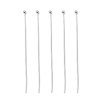 Brass Ball Head pins, Nickel Free, Silver Color Plated, Size: about 0.6mm thick, 50mm long, head: 1.5mm