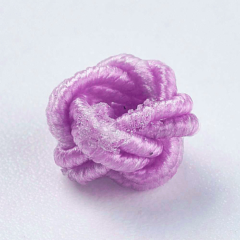 Polyester Weave Beads, Round, Flamingo, 6.5x4.5mm, Hole: 4mm