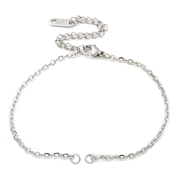 304 Stainless Steel Cable Chains Bracelet Making, with Lobster Claw Clasps and Chain Extenders, Stainless Steel Color, 7 inch(17.7cm), Hole: 2.5mm