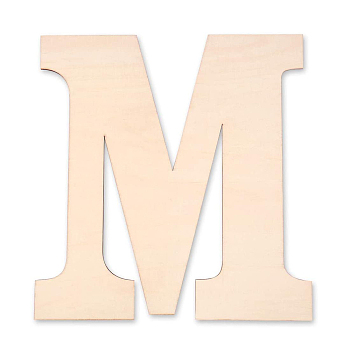 Letter Unfinished Wood Blank Cutouts, for DIY Crafts, Wedding, Home Decoration and Paint, Letter.M, 30x29.5x0.3cm