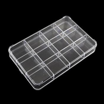 12 Compartments Rectangle Plastic Bead Storage Containers, Clear, 15x23.4x3.4cm