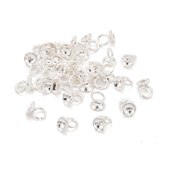 201 Stainless Steel Bead Cap Pendant Bails, for Globe Glass Bubble Cover Pendants, Silver, 4x4mm, Hole: 1.2mm