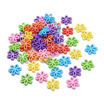 Opaque Acrylic Beads, Flower, Mixed Color, 31x28x4.5mm, Hole: 1.5mm, about 239pcs/500g