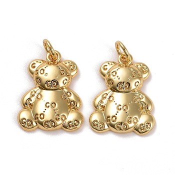 Brass Pendants, Lead Free & Cadmium Free, Bear, Real 18K Gold Plated, 18.5x14.5x3mm, Hole: 3mm