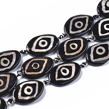 Black Oval Tibetan Agate Beads