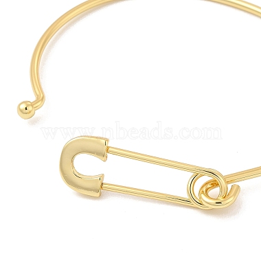 Brass Safety Pin Shape Bangle for Women(BJEW-E060-01G)-3