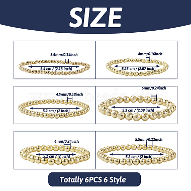 6Pcs 6 Style Natural Hematite Round Beaded Stretch Bracelets Set(BJEW-SW0001-01)-4