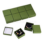 12Pcs Cardboard Paper Jewelry Storage Boxes with Sponge, Gift Package Supplies, Square, Dark Olive Green, 7.5x7.5x3.4cm(CON-TA0001-43B)