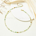 Natural Chalcedony Teardrop and Round White Shell Pearl Beaded Necklaces, Golden, 15.94 inch(40.5cm)(NJEW-JN06246-01)