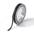 Electrophoresis Brass Rhinestone Strass Chains, Rhinestone Cup Chains, with Spool, Black, 2~2.1mm, about 4.27 Feet(1.3m)/Roll(CHC-YW0001-05A)