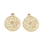 304 Stainless Steel Pendants Rhinestone Settings, Flat Round & Flower Charms, Long-Lasting Plated, Golden, 19.5x16.5x2mm, Hole: 2mm, Fit For 0.8mm Rhinestone(SA-CBA3037-03G)