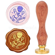 Brass Wax Seal Stamps with Rosewood Handle, for DIY Scrapbooking, Hot Air Balloon, 25mm(AJEW-WH0412-0129)