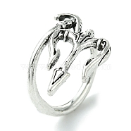 Three Fork Alloy Open Cuff Ring, Lead Free & Cadmium Free, Antique Silver, 14mm, Inner Diameter: 17mm(RJEW-K275-13AS)