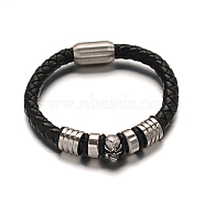Unisex Braided Leather Cord Bracelets, with 316 Surgical Stainless Steel Findings and Magnetic Clasps, Black, 220x8mm(BJEW-L542-10)