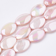 AB Color Freshwater Shell Beads Strands, Dyed, Oval, Lavender Blush, 17~18x12.5x4~5mm, Hole: 1mm, about 22pcs/strand, 15.7 inch(SHEL-S274-39E)