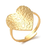 304 Stainless Steel Finger Rings, Adjustable Ring for Women, Golden, Heart, 2mm, Inner Diameter: 18mm(AJEW-Z009-03A-G)