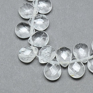 Natural Quartz Crystal Beads Strands, Rock Crystal, Top Drilled Beads, Faceted, Teardrop, 12x9~10x6mm, Hole: 1mm, about 30pcs/strand, 11.81 inch(G-T006-15)