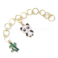 304 Stainless Steel Knitting Row Counter Chains, with Alloy Enamel Pendant, Panda, 14.7cm(HJEW-JM01638-03)