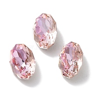 Glass Rhinestone Cabochons, Point Back & Back Plated, Faceted, Oval, Light Peach, 14x9.1x5mm(RGLA-G020-02B-D508)
