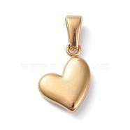 304 Stainless Steel Charms, Puffed Heart, Golden, 14x10x3mm, Hole: 6x2.5mm(X-STAS-I127-068G)