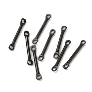304 Stainless Steel Connector Charms, Bar Links, Black, 15x2.5x1.2mm, Hole: 1.2mm(STAS-Q323-06B-EB)