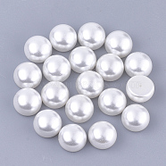 ABS Plastic Imitation Pearl Beads, Half Drilled, Dome/Half Round, White, 12x7.5mm, Half Hole: 1mm, about 1000pcs/bag(OACR-Q175-12mm-01)