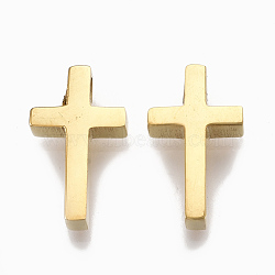304 Stainless Steel Tiny Cross Charms, Golden, 12x7x3mm, Hole: 1.8mm(STAS-T041-07G)