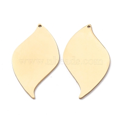 304 Stainless Steel Pendants, Stamping Blank Tag, Leaf, Golden, 40x20.5x1mm, Hole: 1.2mm(STAS-Y006-10G)